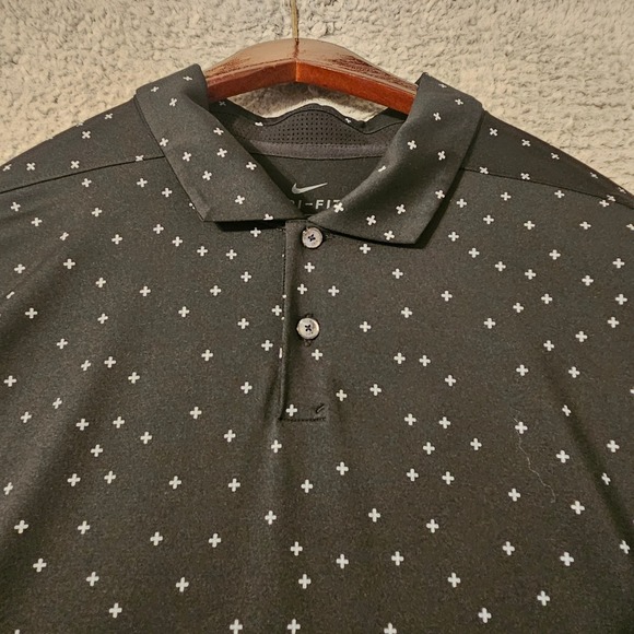 Nike Other - Nike Dri-FIT Golf Polo Mens XL Black White Cross Pattern CK6259-010 Standard Fit